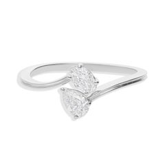 Anello con diamante ovale taglio pera Toi et Moi Nature SI/HI Oro bianco 14 carati