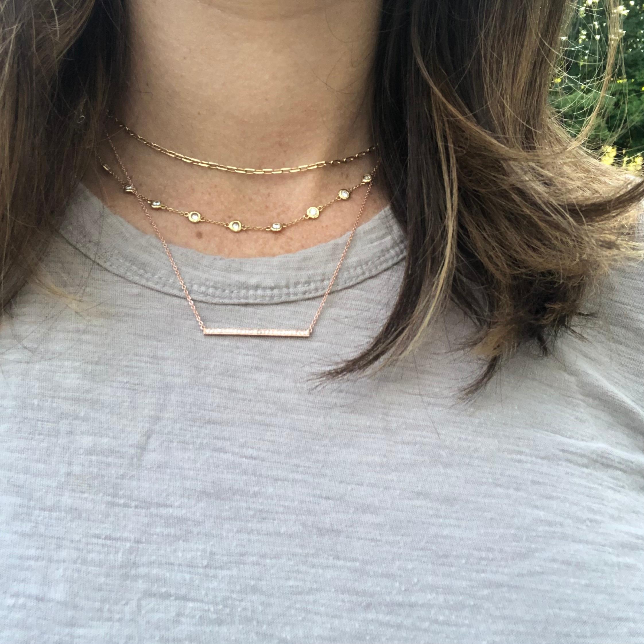 Dainty Paperclip Necklace, 14k White Gold For Sale 1