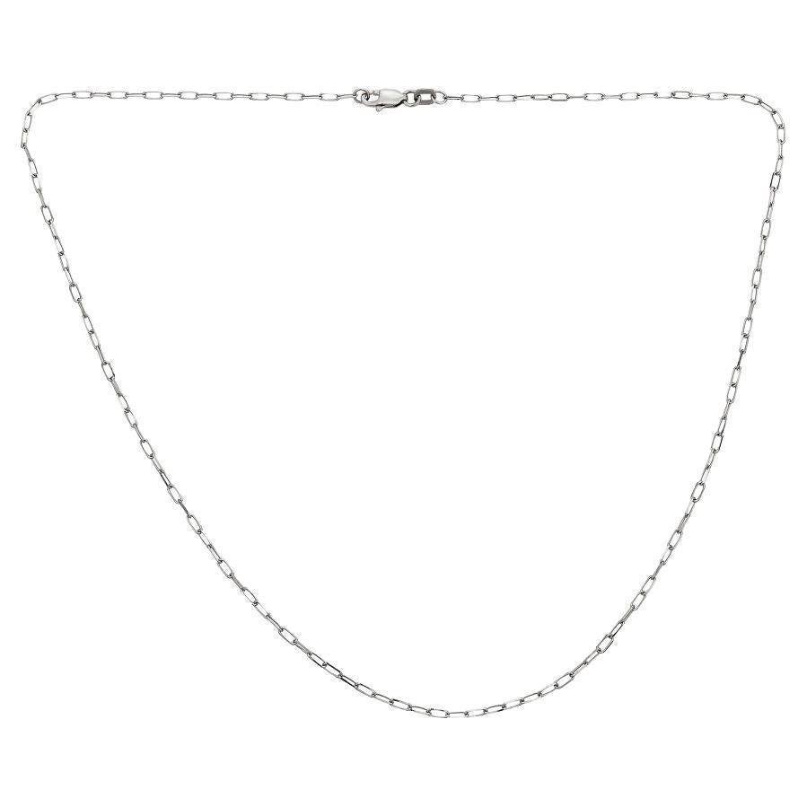 Dainty Paperclip Necklace, 14k White Gold For Sale