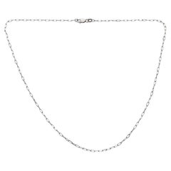 Dainty Paperclip Necklace, 14k White Gold