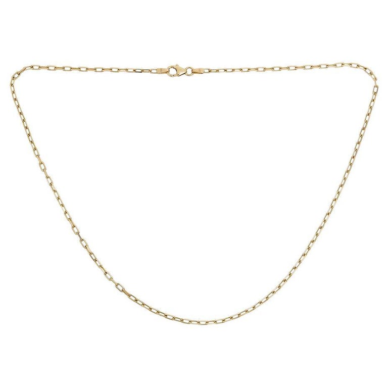 Dainty Paperclip Necklace, 14k Yellow Gold For Sale at 1stDibs
