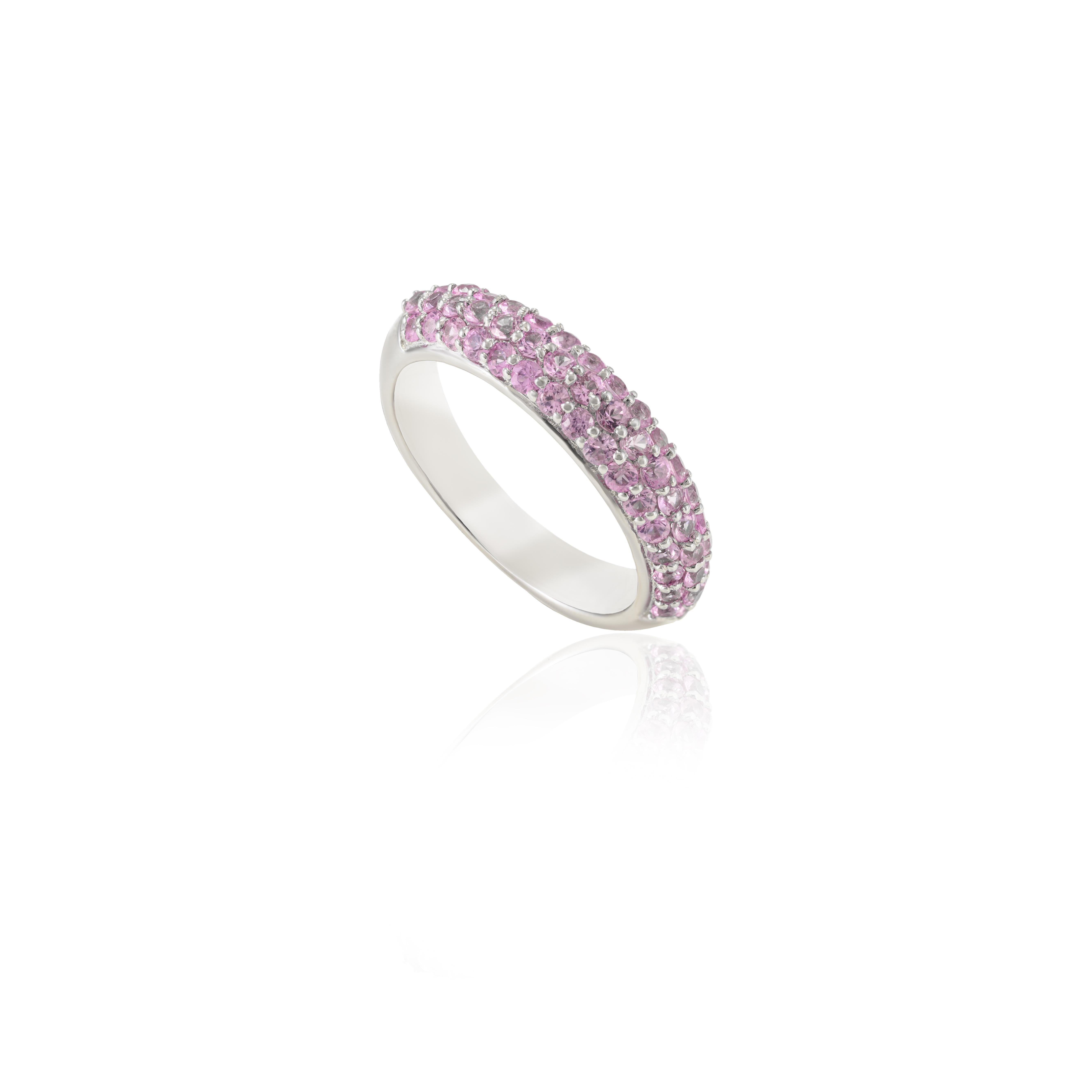 Im Angebot: 1,25 Karat natürlicher rosa Saphir dicker Ring aus 18 Karat massivem Weißgold mit Saphir () 3