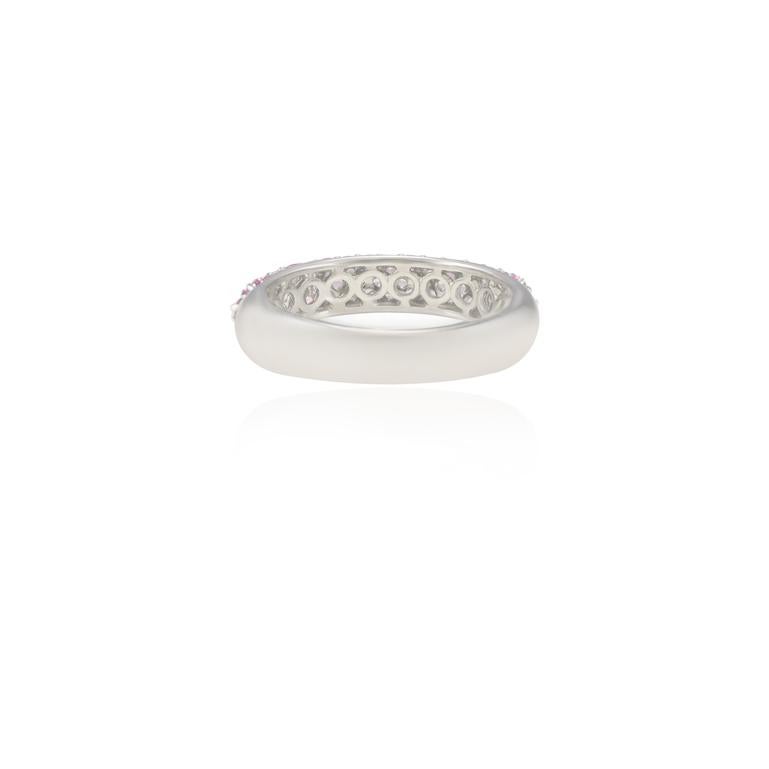 For Sale:   1.25ct Natural Pink Sapphire Thick Band Ring in 18k Solid White Gold 6