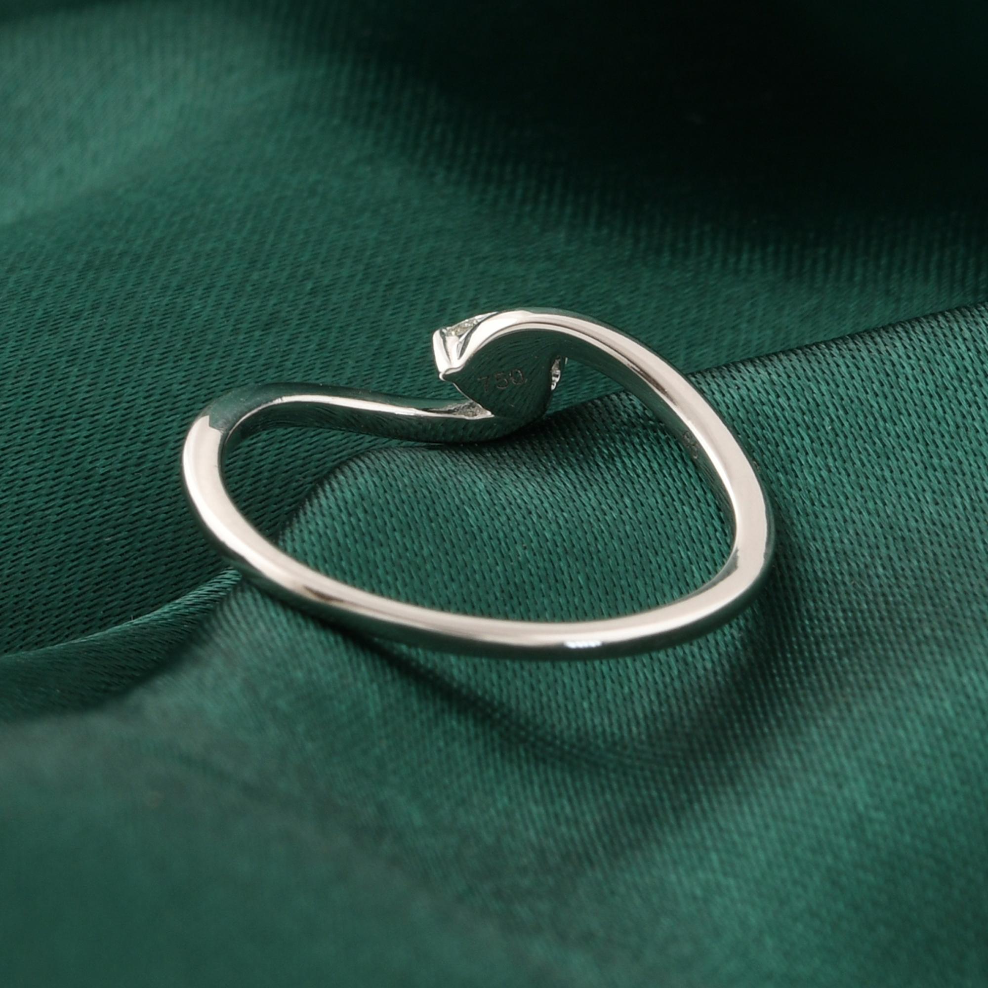 Dainty Pear 0.16Ct Natural Diamond Solitaire Bypass Ring 14K White Gold Jewelry Neuf - En vente à Diera, Dubai