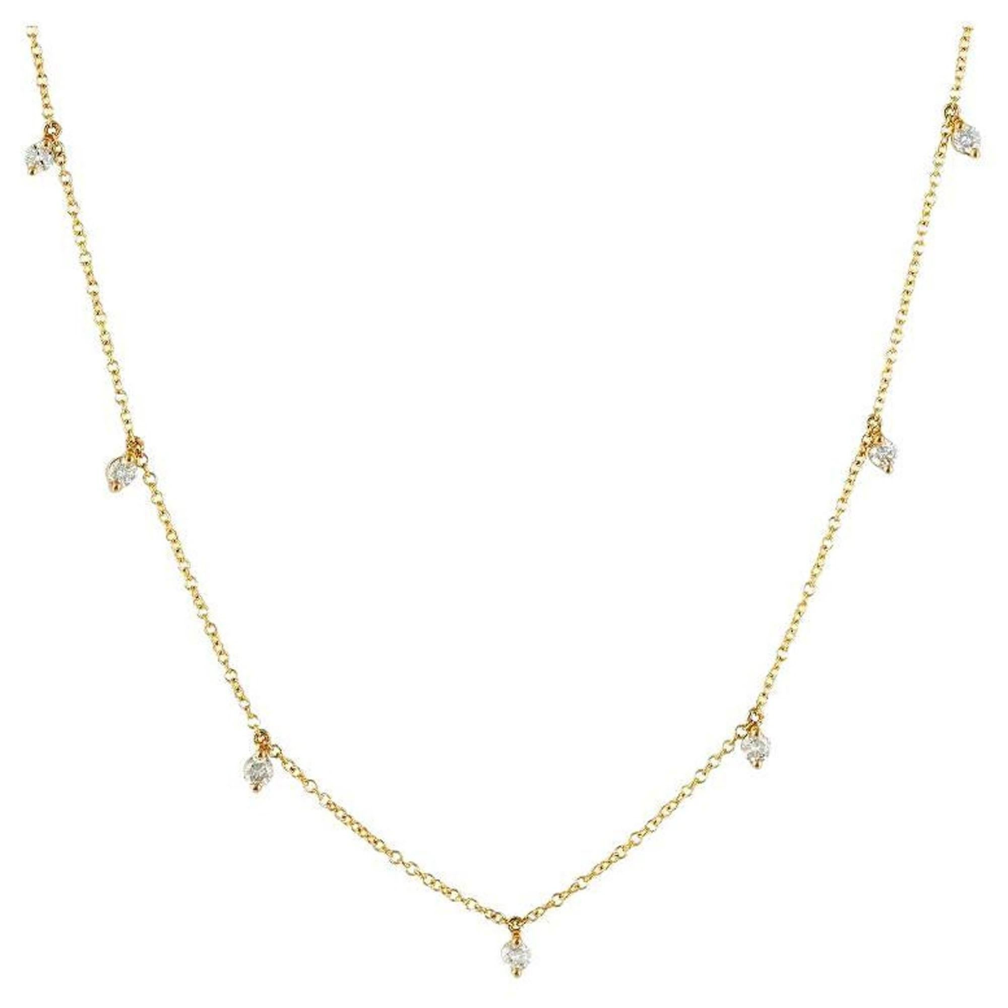 Collana con diamanti a goccia in oro giallo 14K con taglio a pera