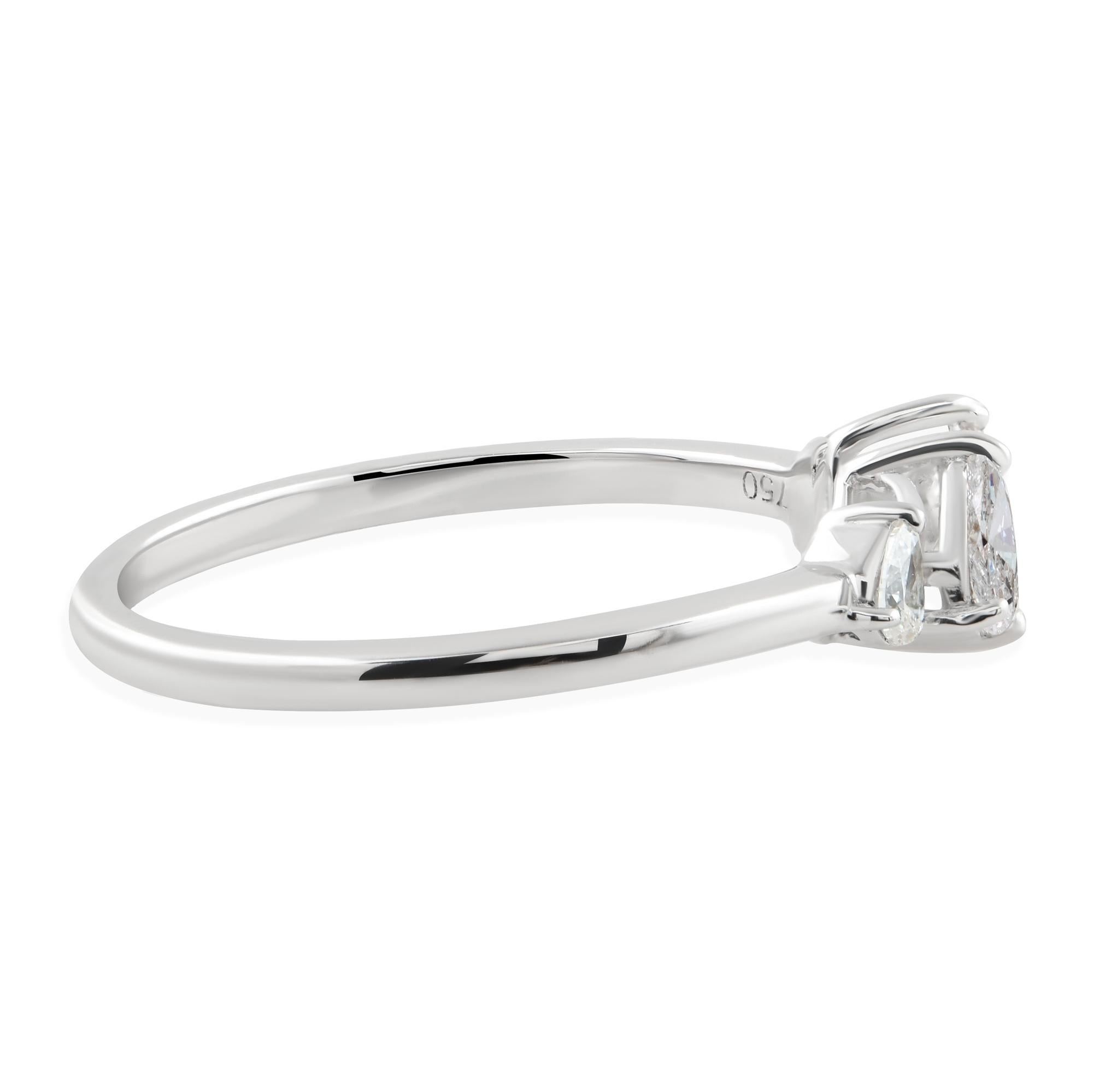 Im Angebot: Zierlicher Birnenschliff SI Reinheit HI Farbe Diamant offener Brautring 18k Weißgold () 9