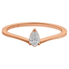 Bague empilable en or rose 18k avec diamant SI/HI taille poire Bague de promesse pour elle