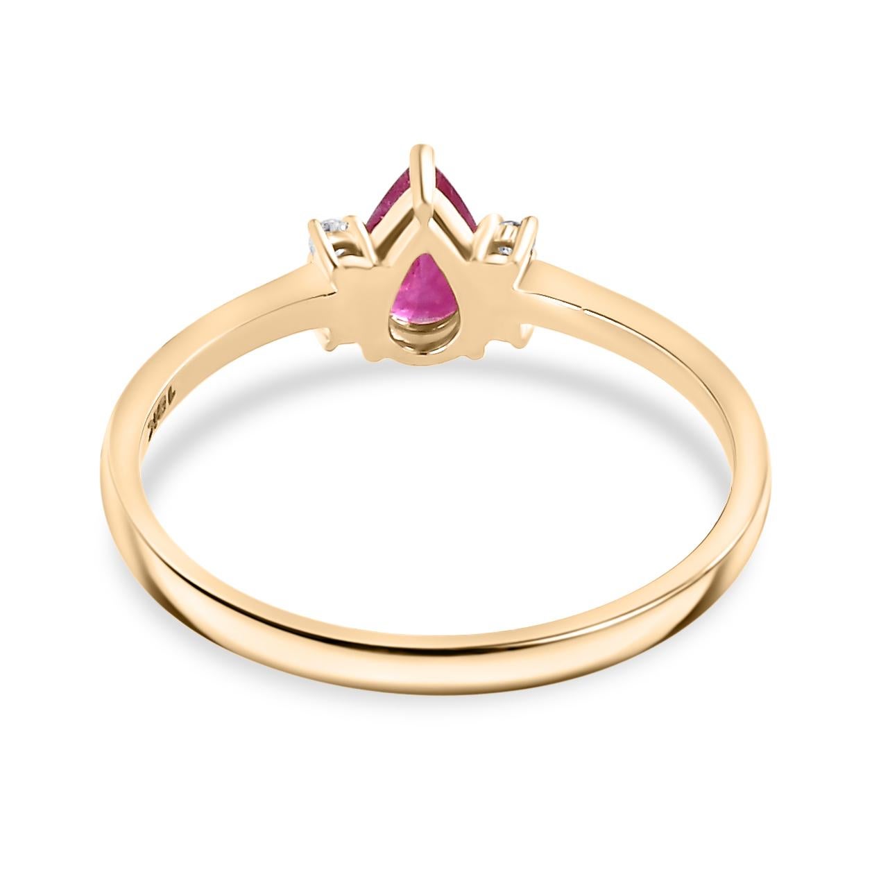 For Sale:  Dainty Pear Ruby Diamond Ring Engagement Gift for Her in 18k Yellow Gold 5