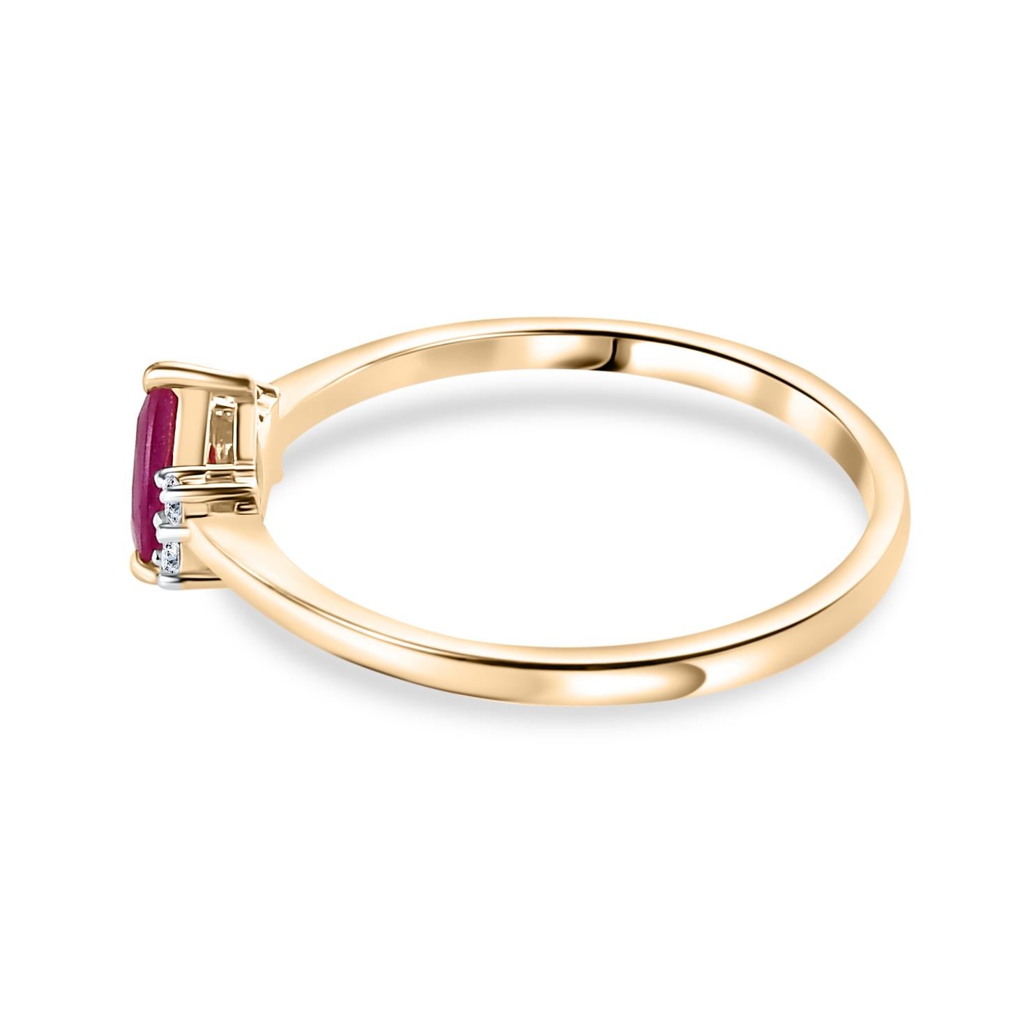 For Sale:  Dainty Pear Ruby Diamond Ring Engagement Gift for Her in 18k Yellow Gold 6