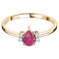 Anello di fidanzamento con diamante e pera, regalo per lei in oro giallo 18 ct.