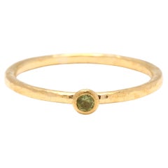 Dainty Peridot Ring, 24k Yellow Gold, Ring Size 8.5, Thin Band, Textured Band