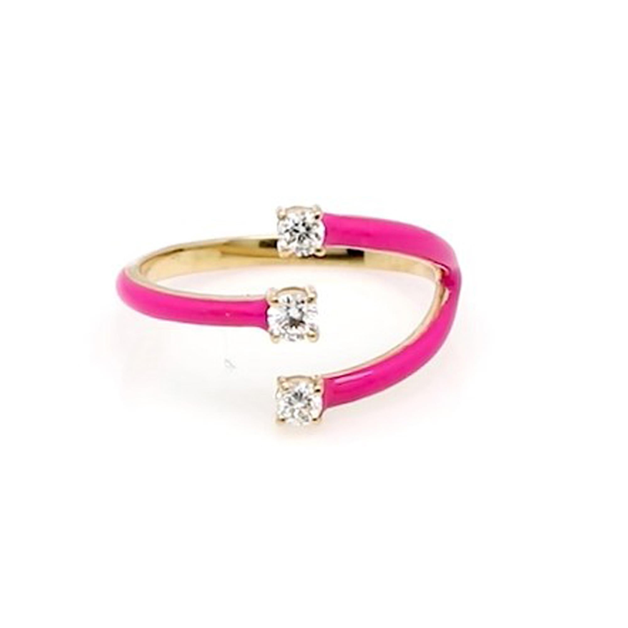 in vendita:  Dainty Pink Enamel Diamond Anello regolabile in oro giallo 14 carati impilabile Regalo 6