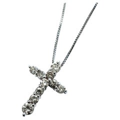 Croix et chaîne en platine avec diamants 0,5 carat