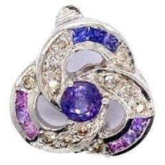 Dainty Purple Sapphire Poppy Brooch in Sterling Silver For Women