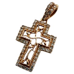Dainty Rose Gold Diamond Cross Pendant