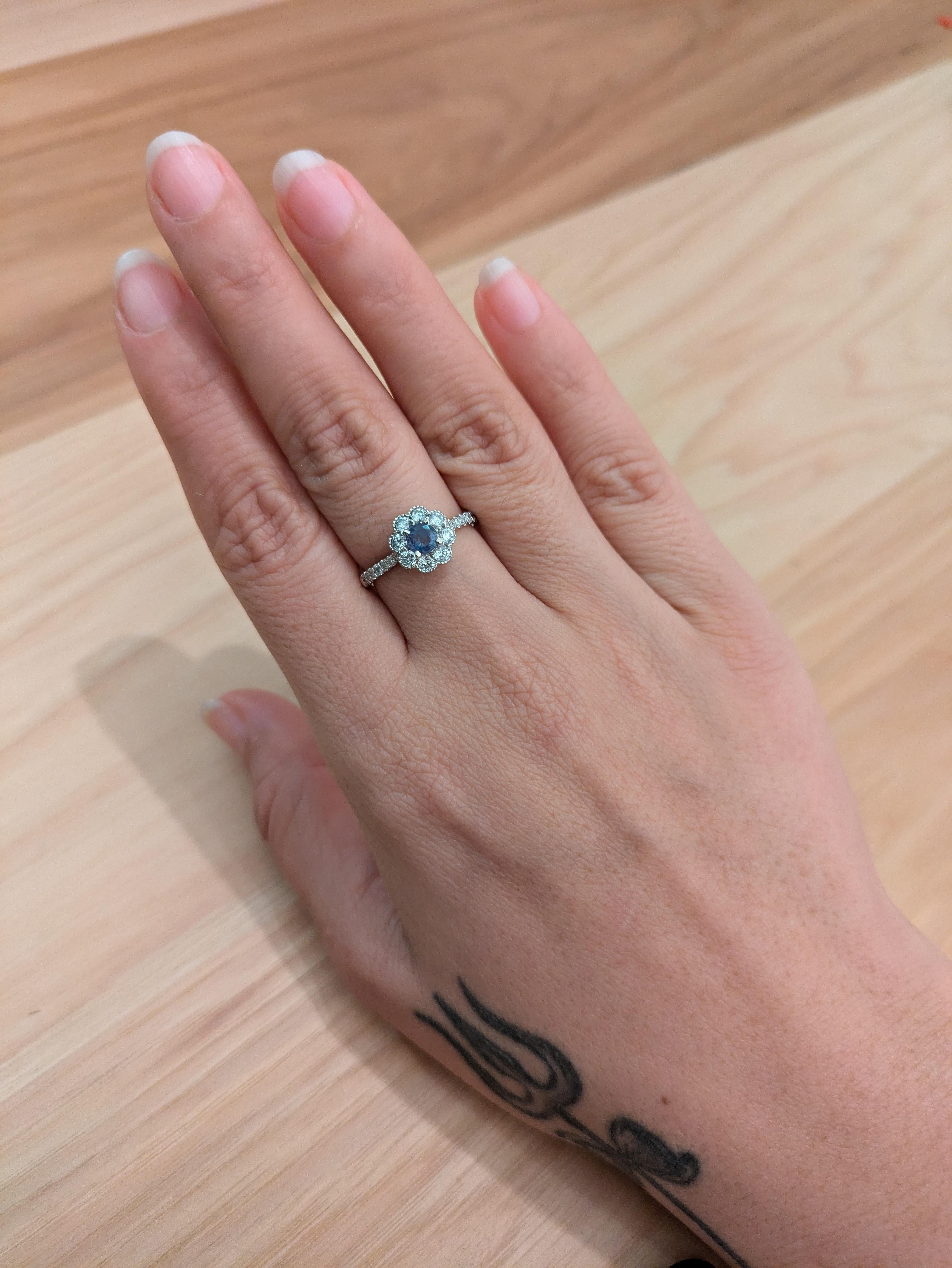 An adorable design for an adored gemstone, this Natural color changing Alexandrite Ring is made with solid 14K White Gold. A dainty ring design that features a stunning round 4.3mm natural earth mined Alexandrite with beautiful color change,