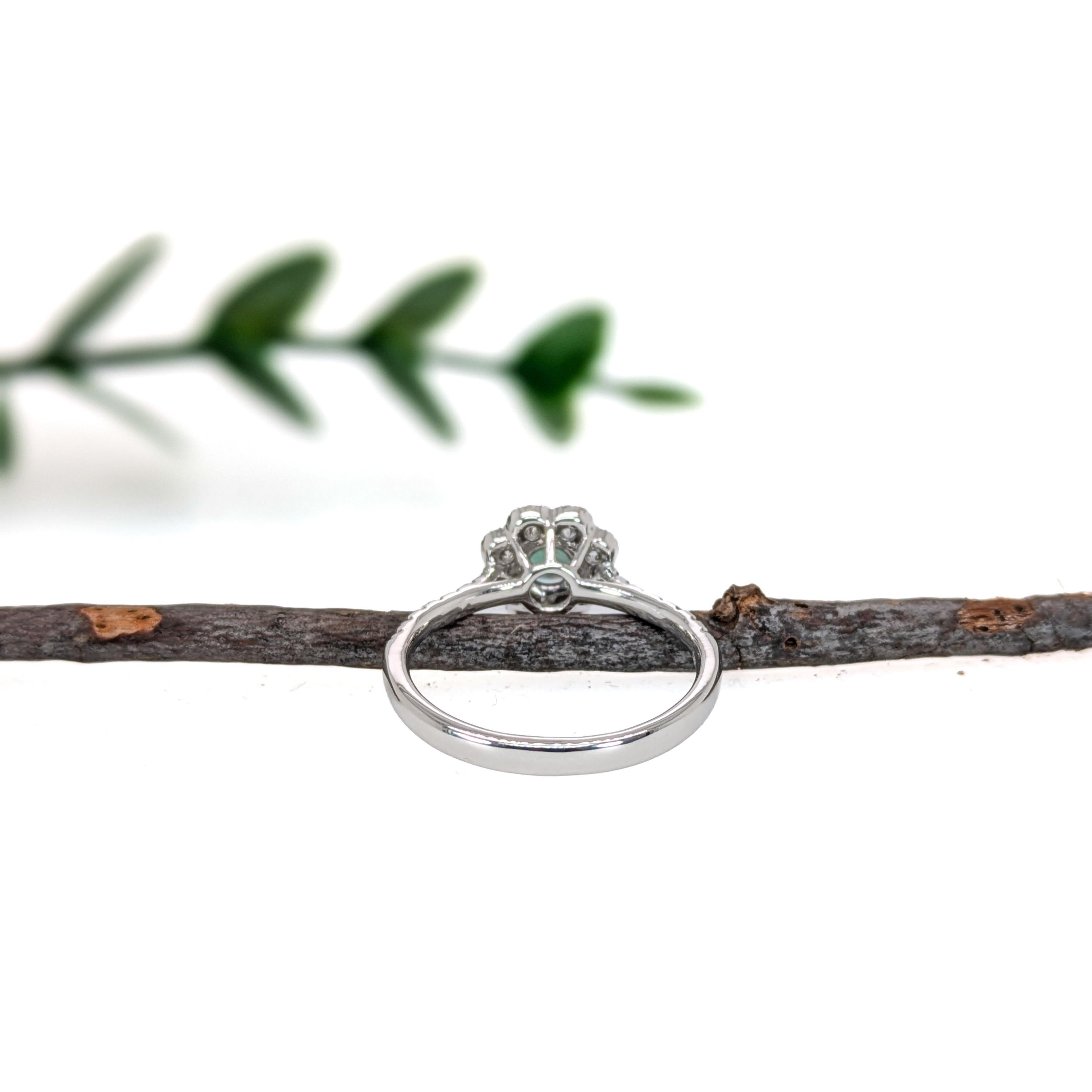 Women's Dainty Round Alexandrite Ring w Natural Diamond Accents in Solid 14K White Gold For Sale