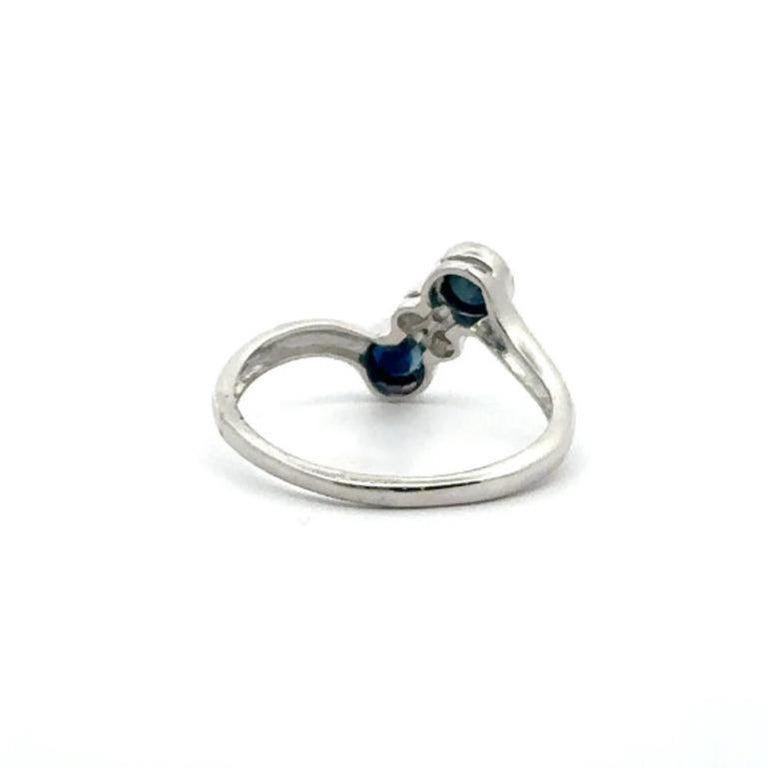 For Sale:  Dainty Round Blue Sapphire and Diamond Ring in Silver Gift for Women 12