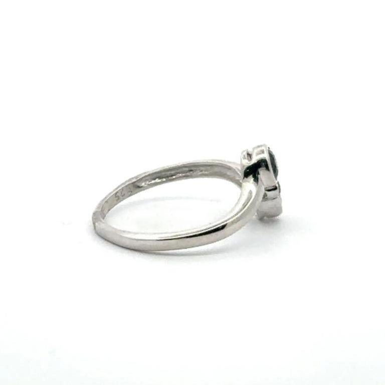 For Sale:  Dainty Round Blue Sapphire and Diamond Ring in Silver Gift for Women 13