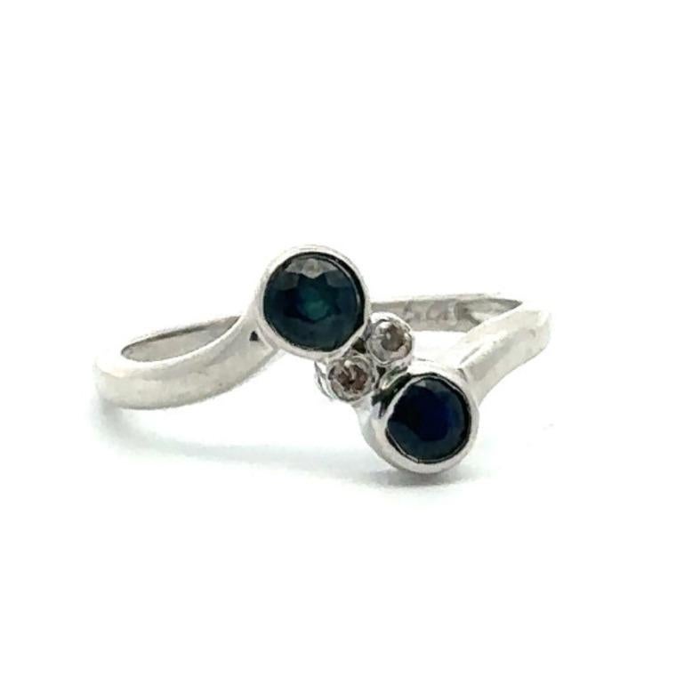 For Sale:  Dainty Round Blue Sapphire and Diamond Ring in Sterling Silver Christmas Gifts 6
