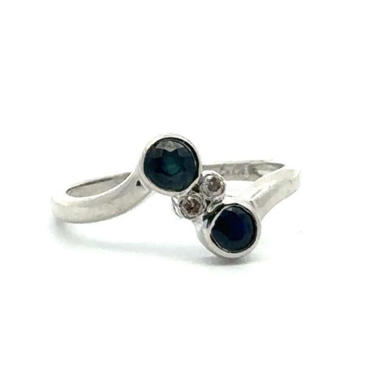 For Sale:  Dainty Round Blue Sapphire and Diamond Ring in Silver Gift for Women 8