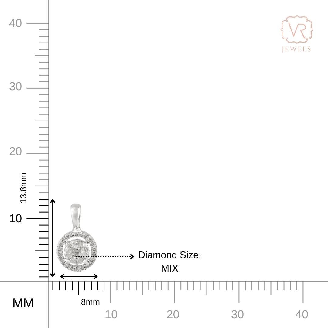 Pendentif en or blanc 14K serti de diamants ronds en forme de grappe, cadeau de joaillerie en vente 7