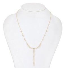 Dainty Round Cut Diamond 14K (or 18k upon request) Yellow Gold Drop Necklace