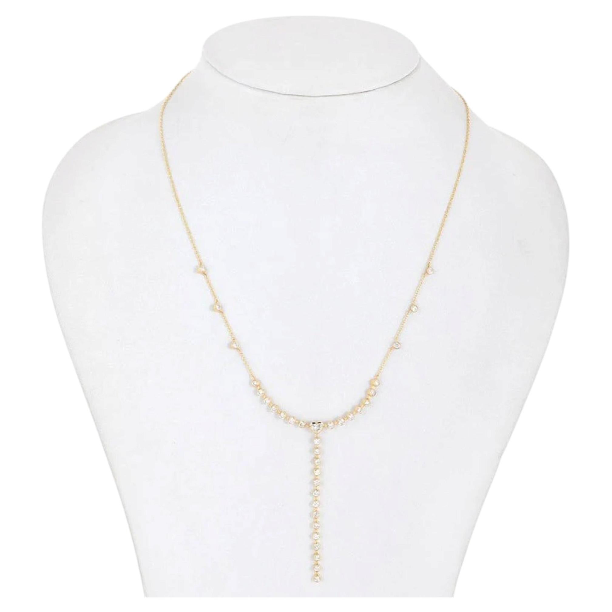 1.16ct Round-Cut Diamond 14K Yellow Gold Drop Necklace