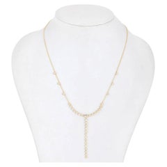 Dainty Round Cut Diamond 14K (or 18k upon request) Yellow Gold Drop Necklace