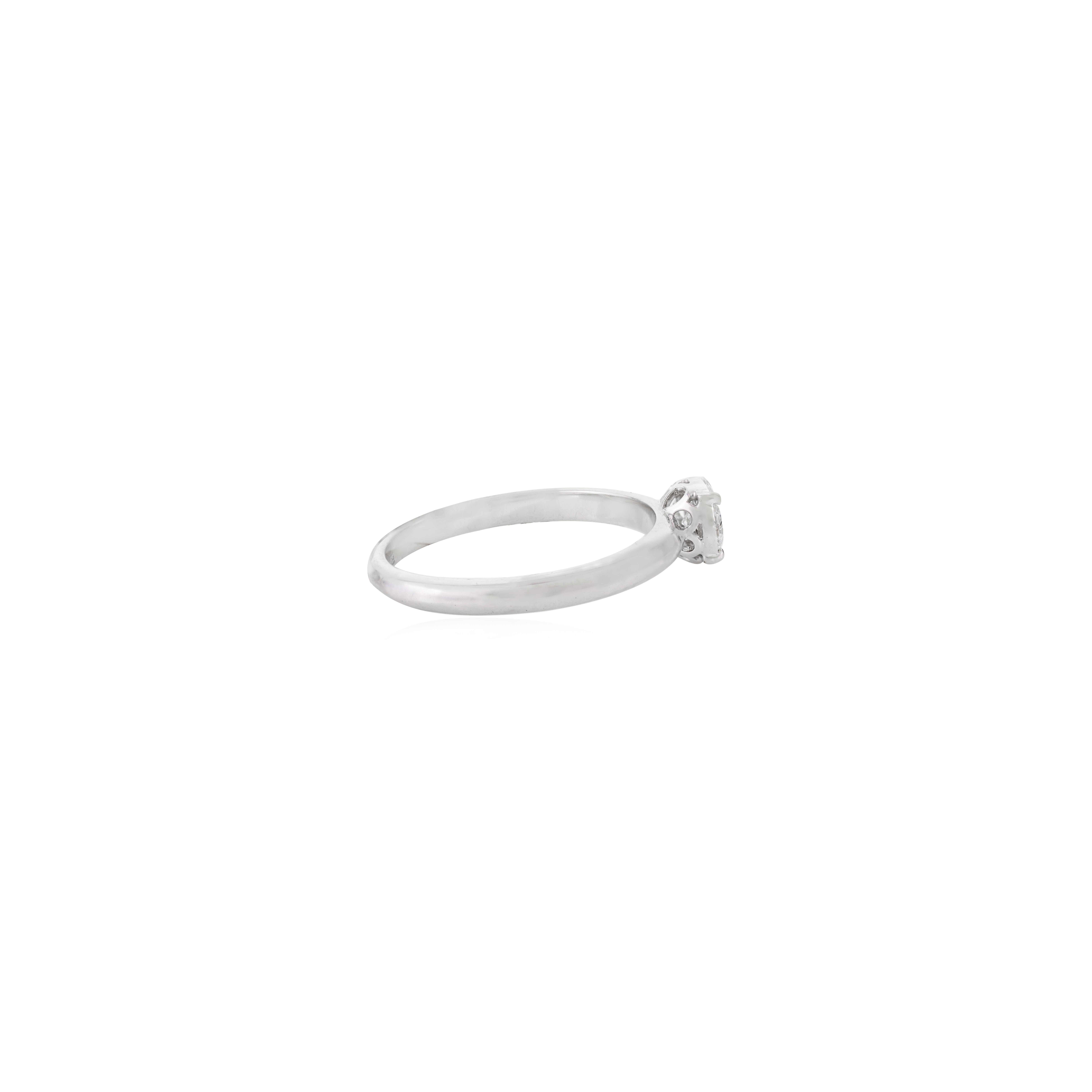 For Sale:  Dainty Round Diamond Cluster Engagement Ring in Solid 18k White Gold 3
