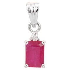 Dainty Ruby Diamond Everyday Pendant Necklace in Sterling Silver for Her 