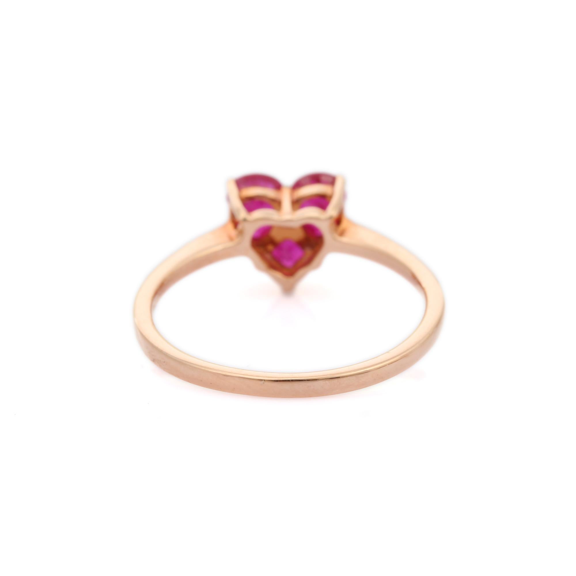 For Sale:  Dainty Ruby Heart Promise Ring Made in 18k Solid Rose Gold 6