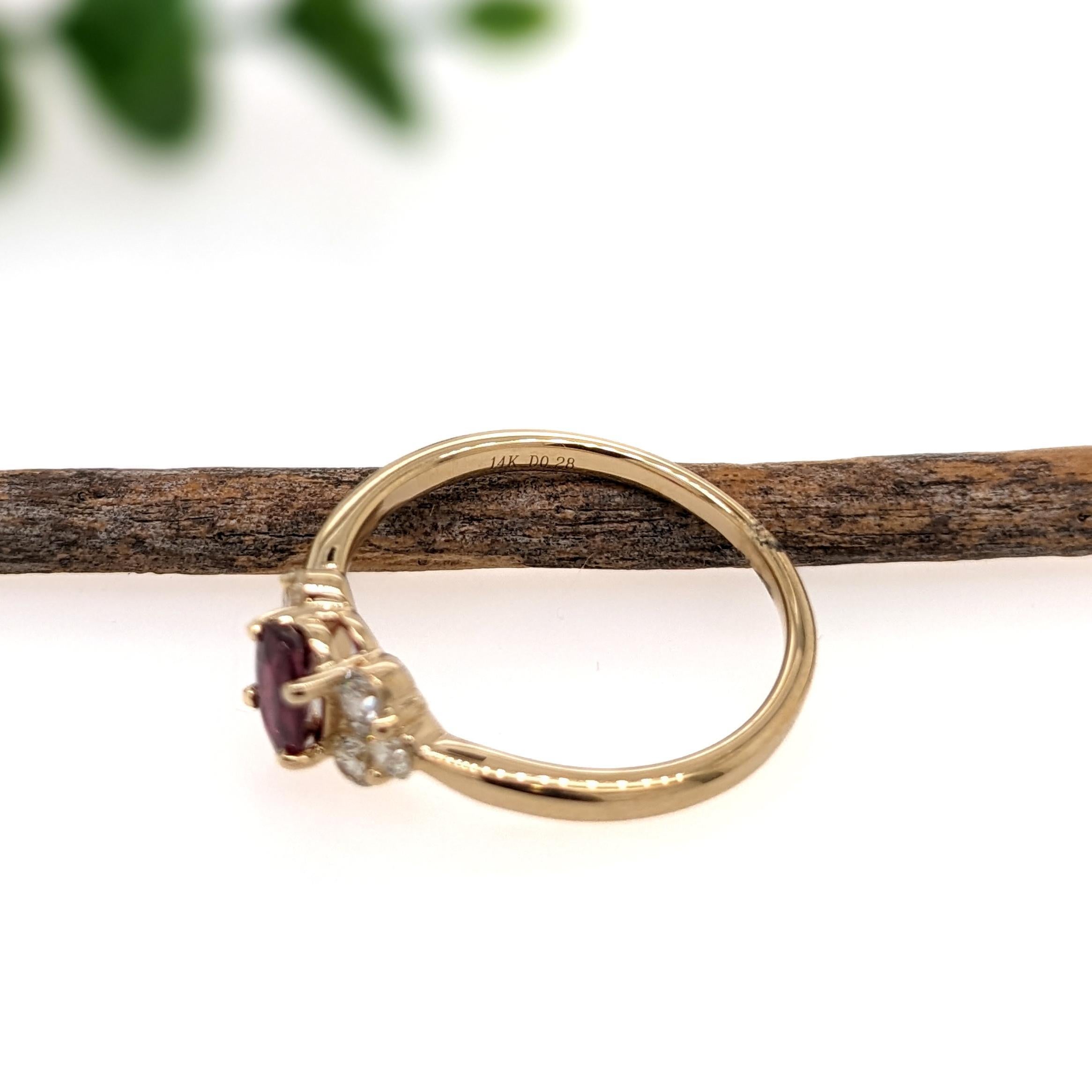 Dainty Ruby Ring w Natural Diamond Accents in Solid 14K Yellow Gold  Oval 6x4mm In New Condition For Sale In Columbus, OH