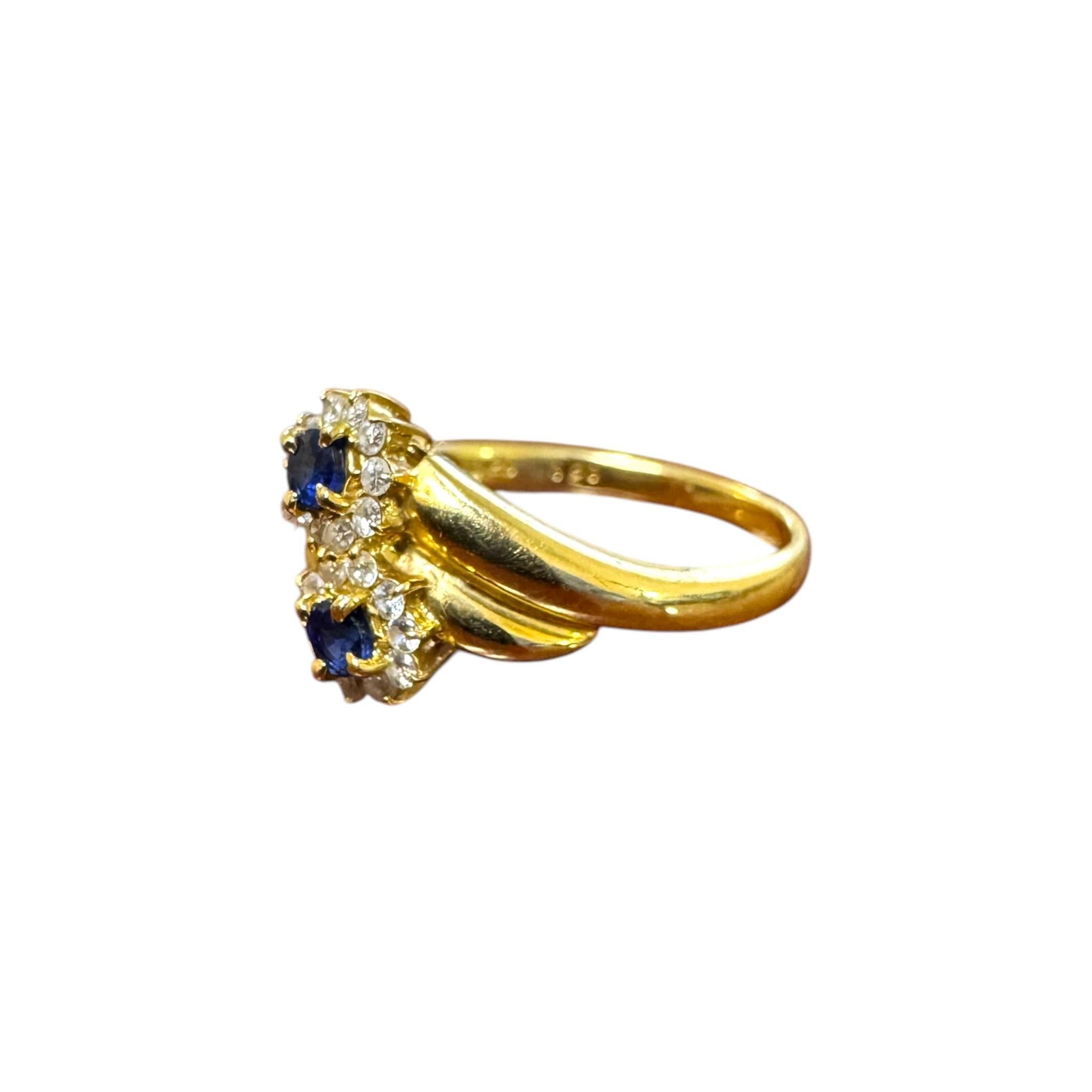 Bague fleur saphir et diamant en or jaune 18K en vente 2