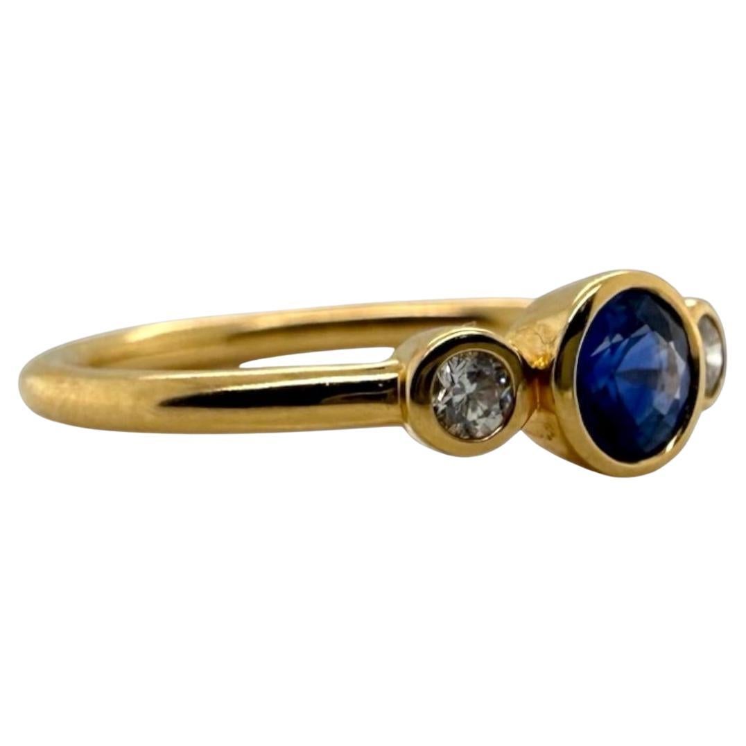 Dainty Sapphire
Diamond Three Stone Ring 18K Yellow Gold