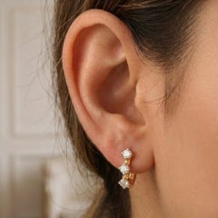 Dainty SI Clarity HI Color Diamond Huggie Hoop Earrings 10k Yellow Gold