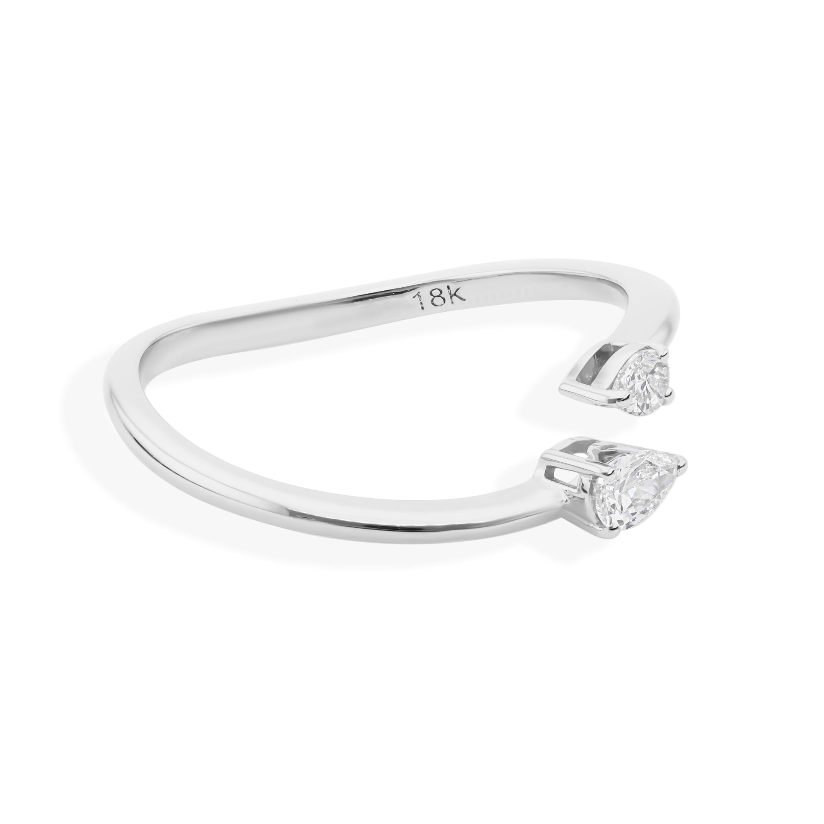 For Sale:  Dainty SI Clarity HI Color Diamond Open Ring 14k Solid White Gold 4
