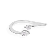 Zierlicher SI Reinheit HI Farbe Diamant Offener Ring 14k Massiv Weißgold