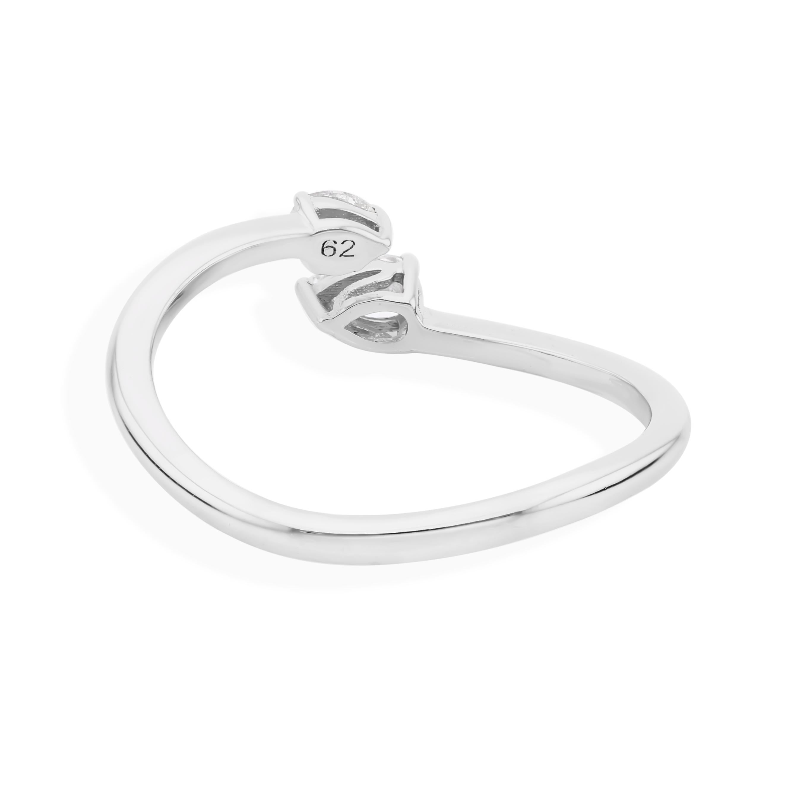 For Sale:  Dainty SI Clarity HI Color Diamond Open Ring 18k Solid White Gold 11