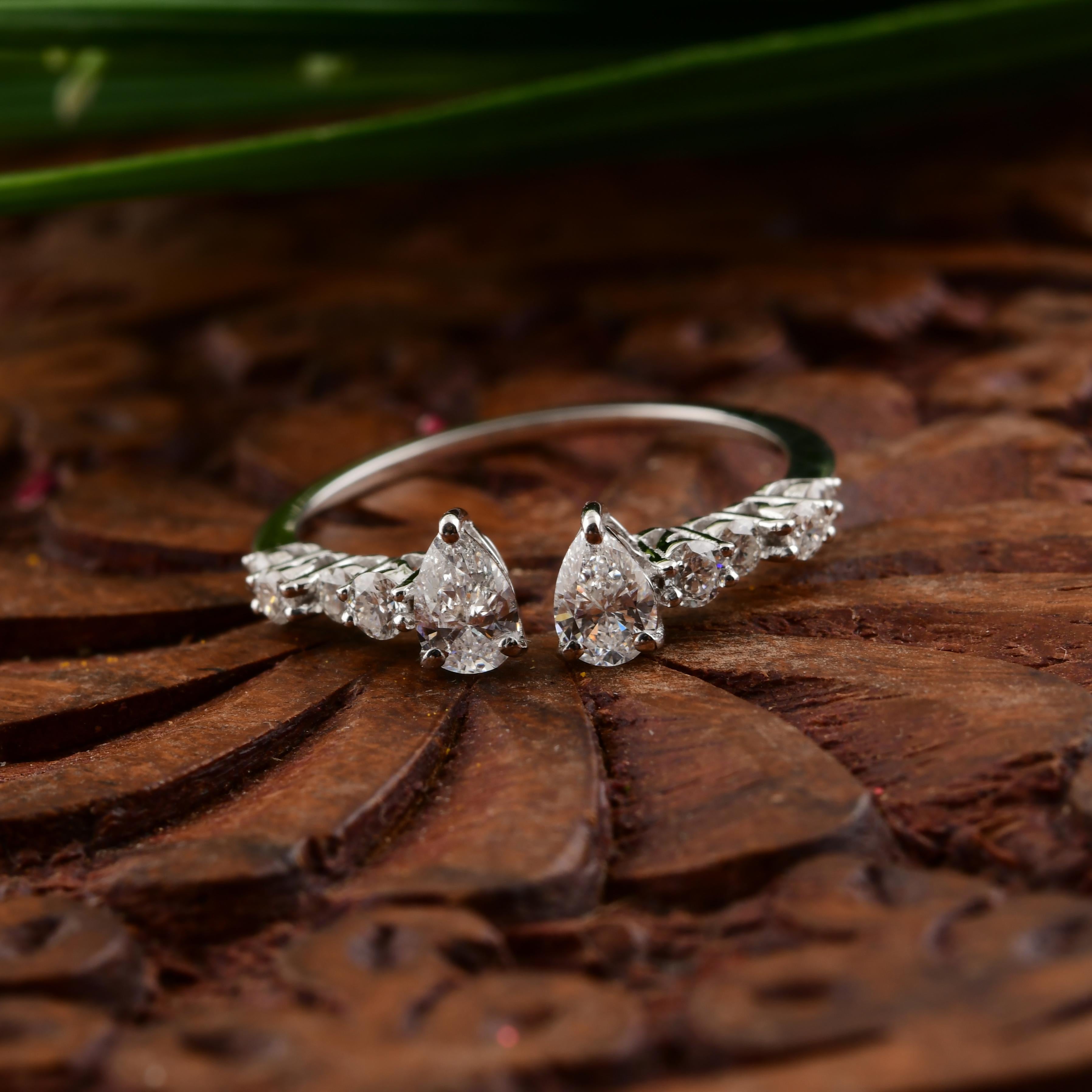 For Sale:  0.68 Carat Dainty SI Clarity HI Color Diamond Open Ring Gift 14 Karat White Gold 9