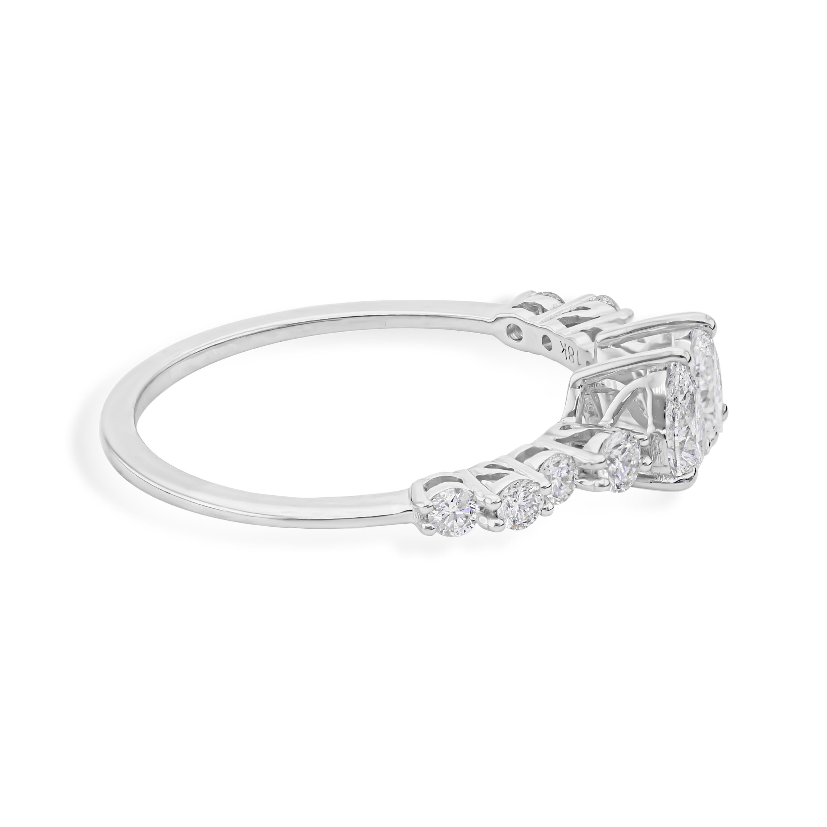 For Sale:  Dainty SI Clarity HI Color Diamond Open Ring Gift 18k Solid White Gold 4