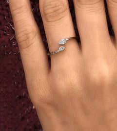 Dainty SI Clarity HI Color Natural Diamond Open Bypass Ring 18 Karat White Gold