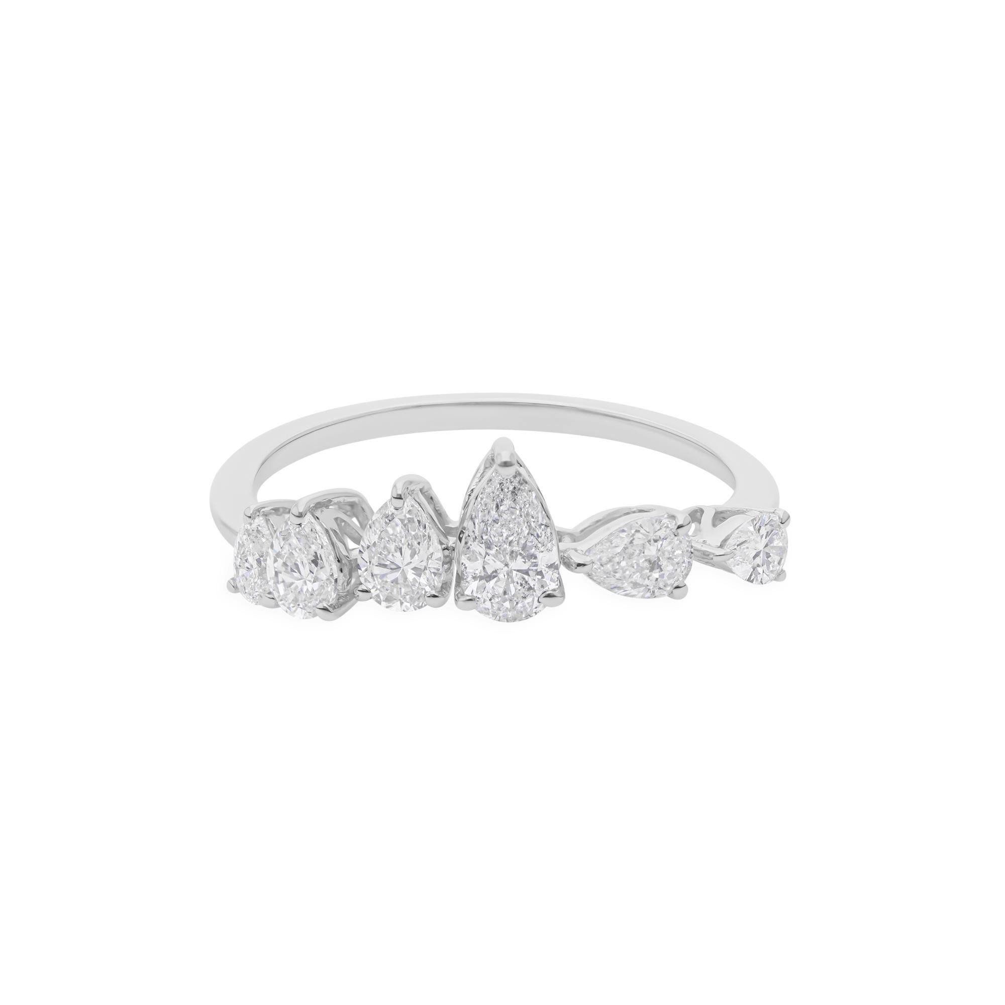 Dainty SI/H 0.79 Carat Diamond Stackable Promise Band Ring 14 Karat White Gold (Bague de promesse empilable en or blanc 14 carats)