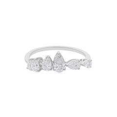 Dainty SI/H 0.79 Carat Diamond Stackable Promise Band Ring 14 Karat White Gold (Bague de promesse empilable en or blanc 14 carats)