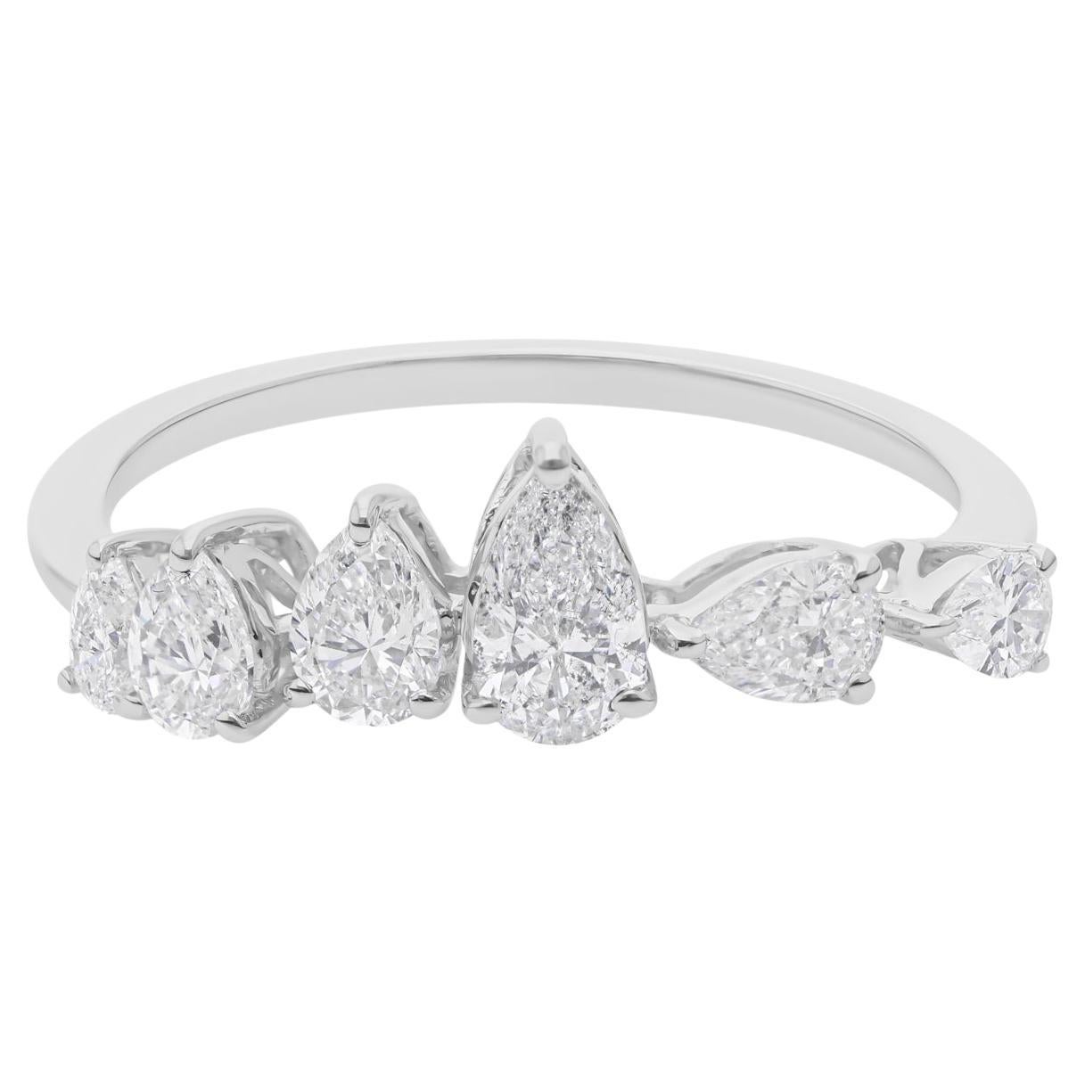 Dainty SI/H 0.79 Carat Diamond Stackable Promise Band Ring 18 Karat White Gold (Bague de promesse empilable en or blanc 18 carats)