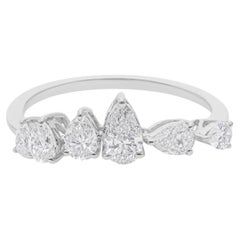 Dainty SI/H 0.79 Carat Diamond Stackable Promise Band Ring 18 Karat White Gold (Bague de promesse empilable en or blanc 18 carats)