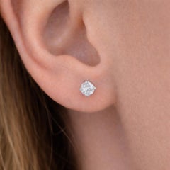 Dainty SI/H Diamond Solitaire Stud Earrings 14 Karat White Gold