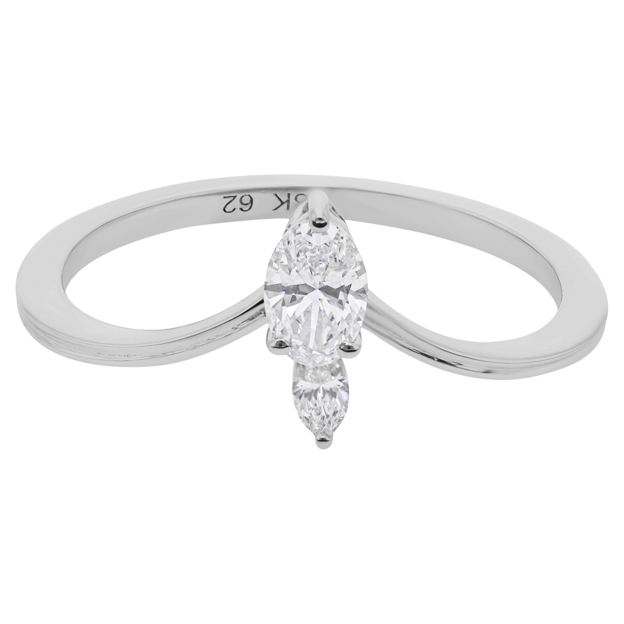 For Sale:  Dainty SI/H Diamond Stacking Ring Gift for Her 14 Karat Solid White Gold
