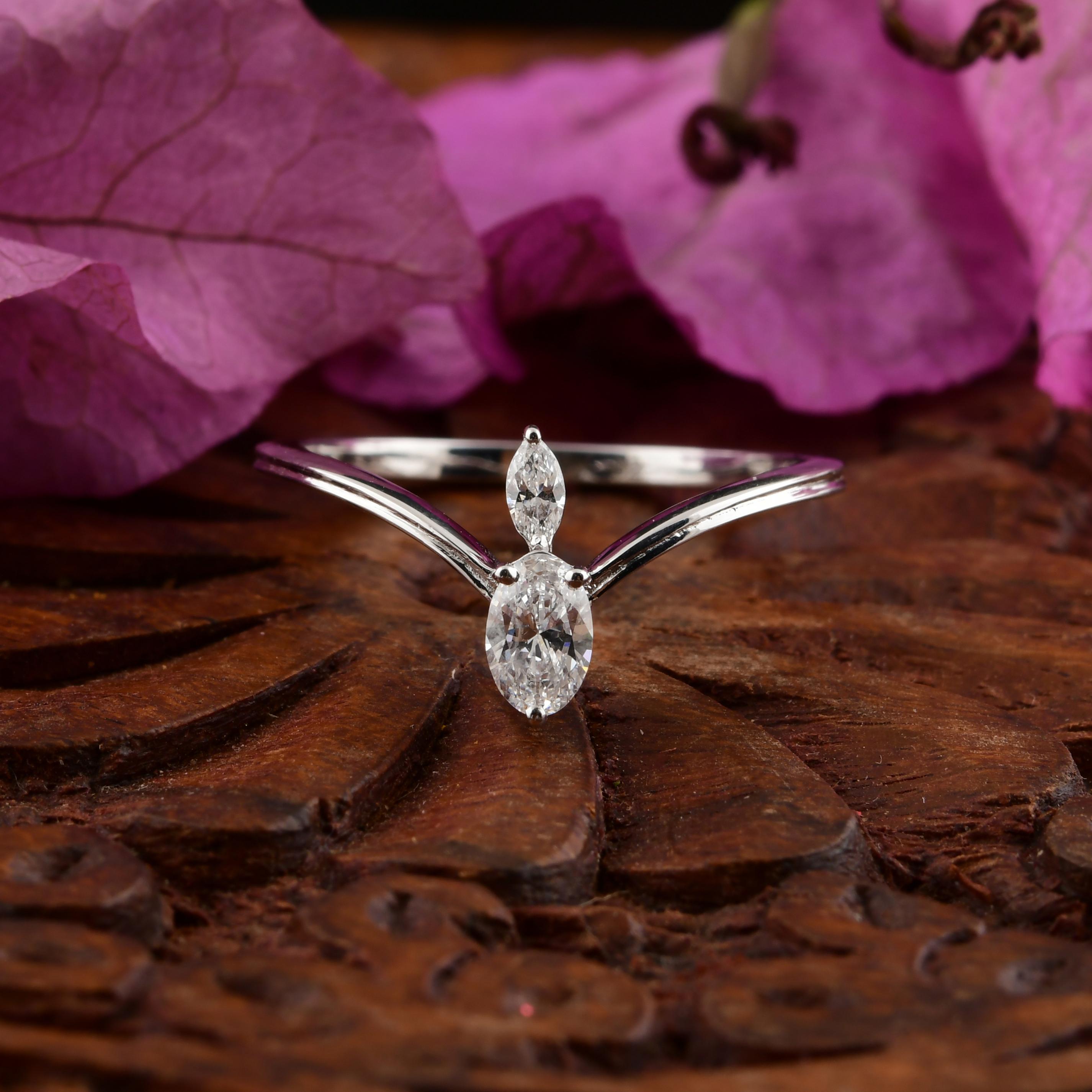 in vendita:  Anello impilabile con diamante SI/H Regalo per lei in oro bianco massiccio 18 carati 3