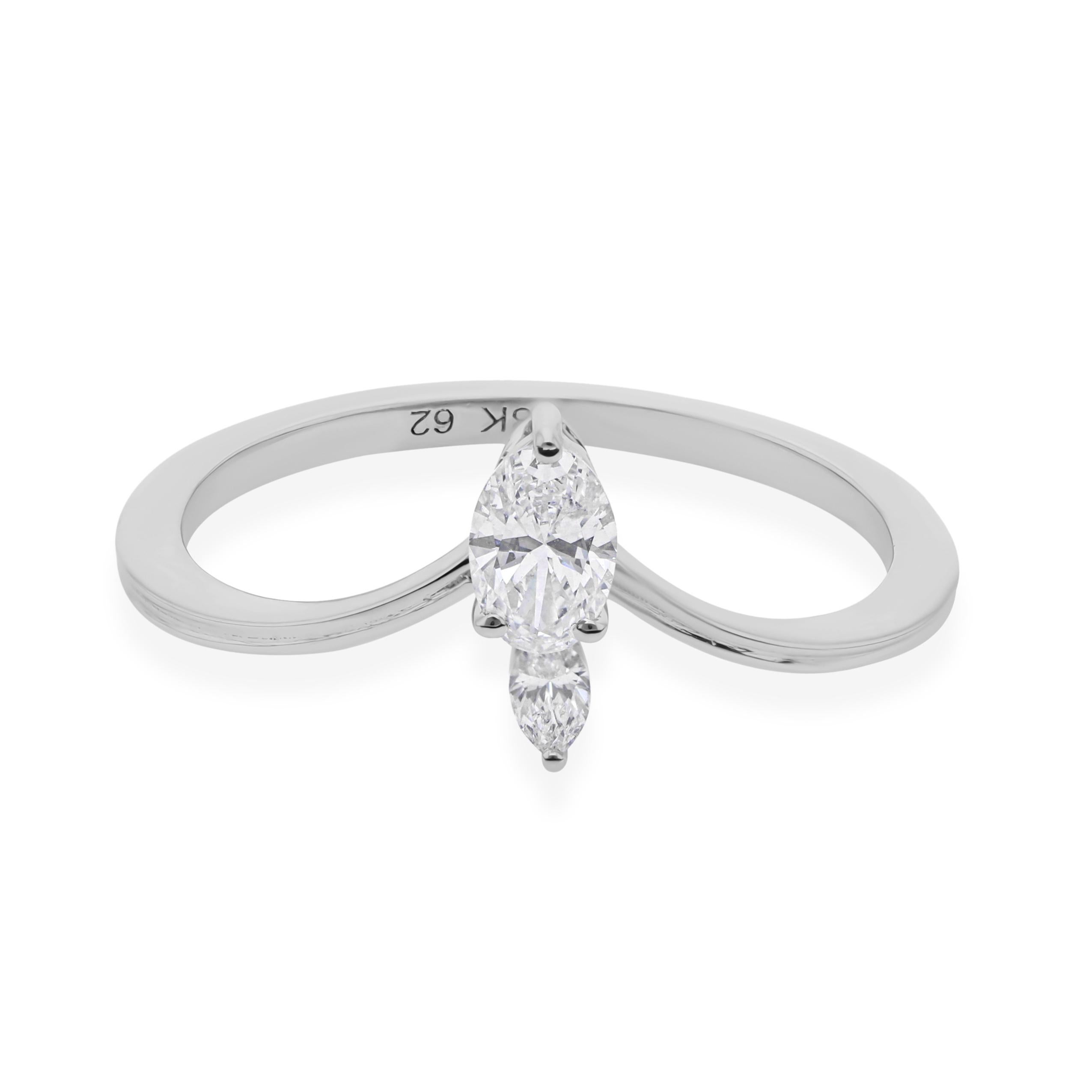 Anello impilabile con diamante SI/H Regalo per lei in oro bianco massiccio 18 carati